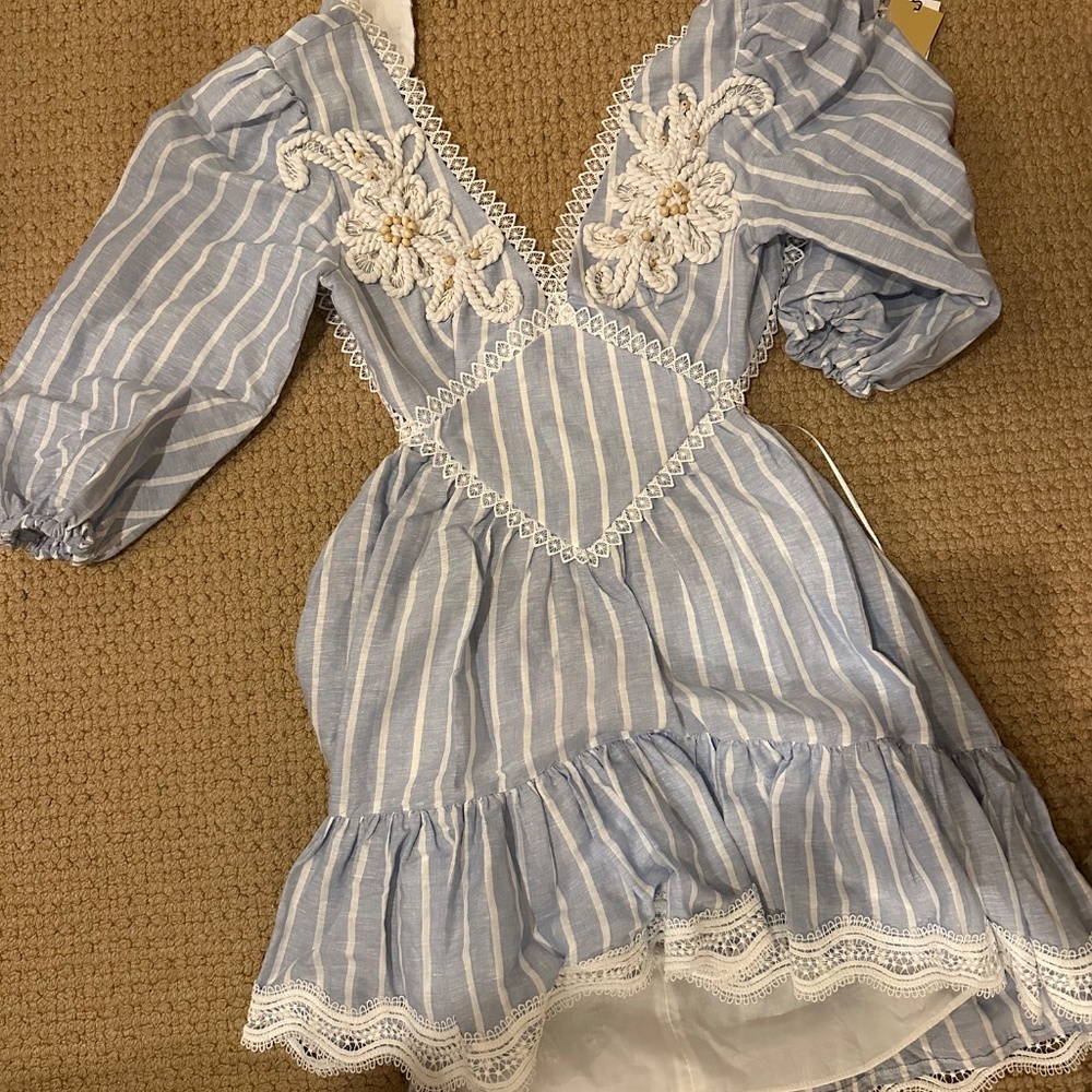 PatBO Blue and White Striped Mini Dress - Picture 2 of 3